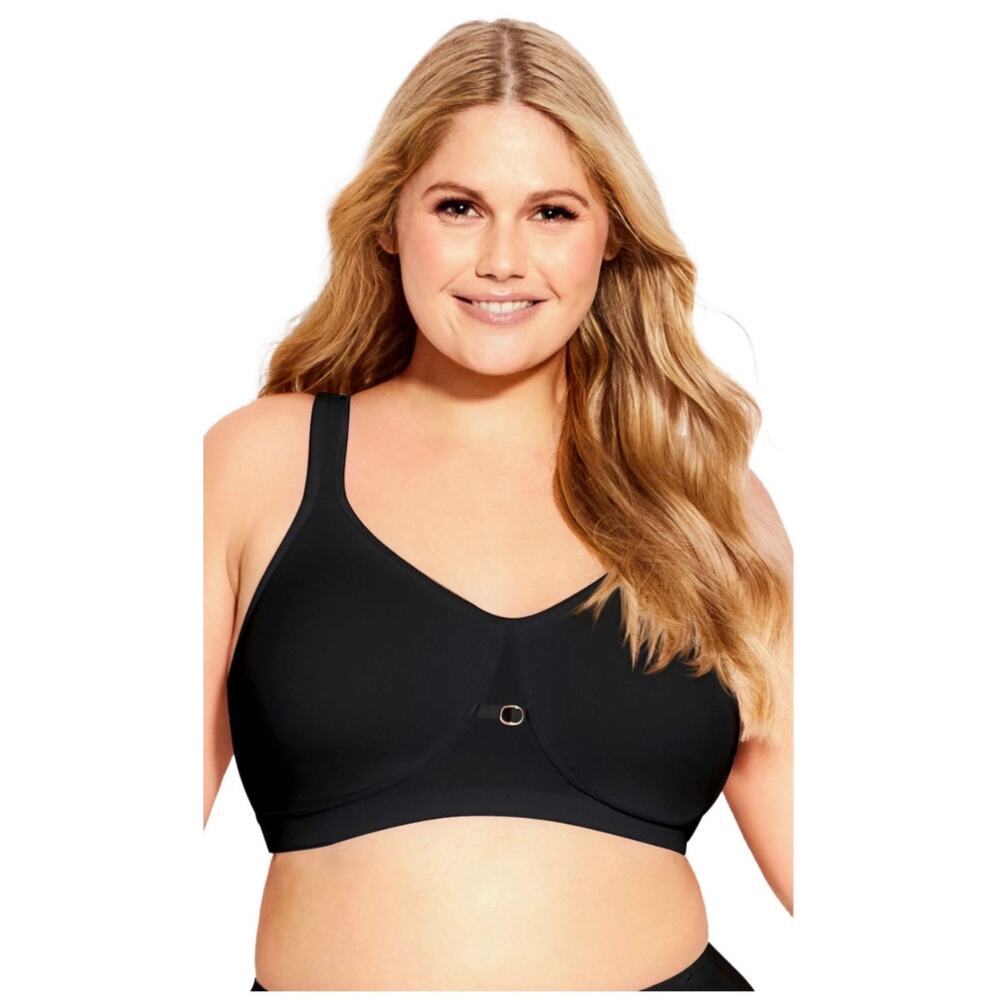 Avenue Women's Soft Caress Black Bra Comfort Bra Wire Free Cups 54DDD